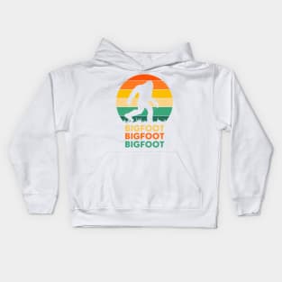 Bigfoot Enthusiast Tee, 70's Style Sasquatch Shirt, Fun Outdoors Apparel, Unique Gift for Cryptozoology Fans Kids Hoodie